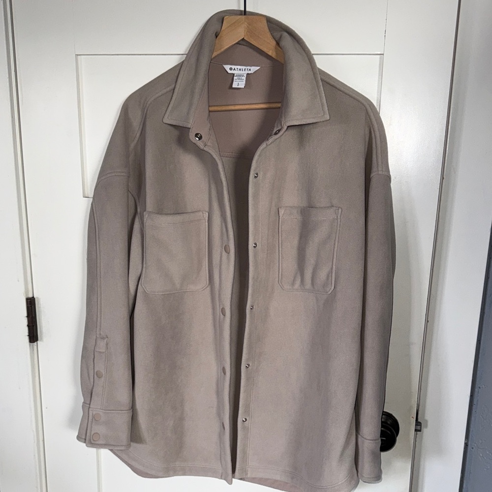 Athleta Microfleece Shirt Jacket L Retroplush Bei… - image 1